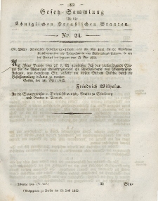 Gesetz-Sammlung für die Königlichen Preussischen Staaten, 22. Juli 1843, nr. 24.