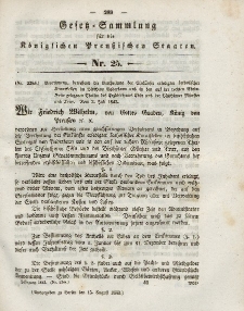 Gesetz-Sammlung für die Königlichen Preussischen Staaten, 15. August 1843, nr. 25.