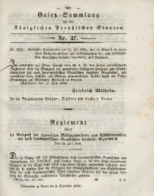 Gesetz-Sammlung für die Königlichen Preussischen Staaten, 8. September 1843, nr. 27.