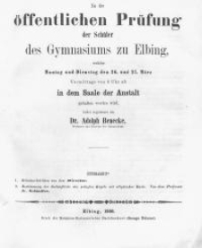 Zu der öffentlichen Prüfung der Schüler des Gymnasiums zu Elbing...