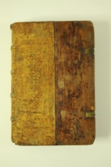 Einband: Brett, Leder, libri catenati, so genannter Ketteneinband (das 16. Jahrhundert)