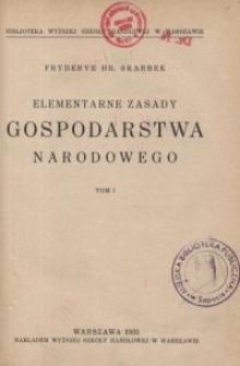 Elementarne zasady gospodarstwa narodowego. T. 1