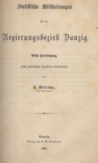 Statistische Mittheilungen über den Regierungsbezirk Danzig