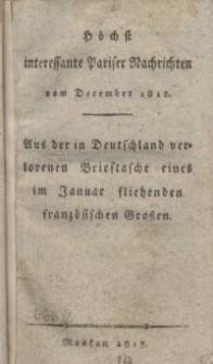 Höchst interessante Pariser Nachrichten vom December 1812
