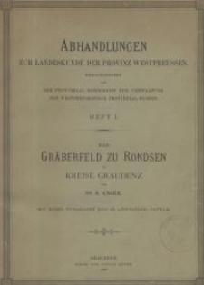 Das Gräberfeld zu Rondsen im Kreise Graudenz