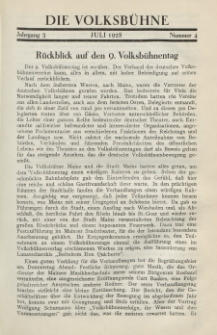 Die Volksbühne : Zeitschrift für soziale Theaterpolitik und Kunstpflege, 3 Jahrgang, Juli 1928, Nr 4