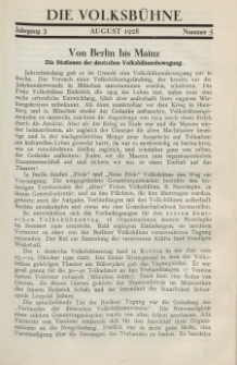 Die Volksbühne : Zeitschrift für soziale Theaterpolitik und Kunstpflege, 3 Jahrgang, August 1928, Nr 5
