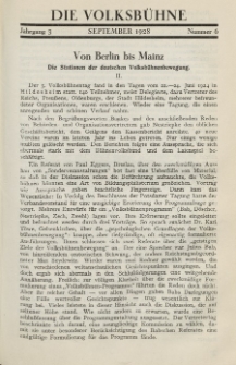 Die Volksbühne : Zeitschrift für soziale Theaterpolitik und Kunstpflege, 3 Jahrgang, Oktober 1928, Nr 6