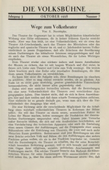 Die Volksbühne : Zeitschrift für soziale Theaterpolitik und Kunstpflege, 3 Jahrgang, Oktober 1928, Nr 7