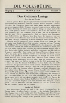 Die Volksbühne : Zeitschrift für soziale Theaterpolitik und Kunstpflege, 3 Jahrgang, Januar 1929, Nr 10