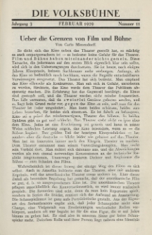 Die Volksbühne : Zeitschrift für soziale Theaterpolitik und Kunstpflege, 3 Jahrgang, Februar 1929, Nr 11