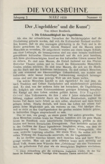 Die Volksbühne : Zeitschrift für soziale Theaterpolitik und Kunstpflege, 3 Jahrgang, März 1929, Nr 12