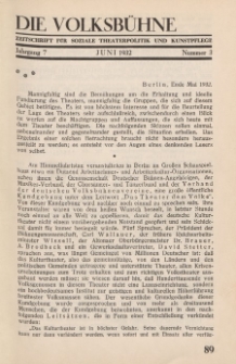 Die Volksbühne : Zeitschrift für soziale Theaterpolitik und Kunstpflege, 7 Jahrgang, Juni 1932, Nr 3