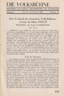 Die Volksbühne : Zeitschrift für soziale Theaterpolitik und Kunstpflege, 7 Jahrgang, Juli-August 1932, Nr 4/5