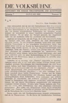 Die Volksbühne : Zeitschrift für soziale Theaterpolitik und Kunstpflege, 7 Jahrgang, Januar 1933, Nr 10