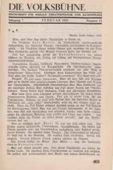 Die Volksbühne : Zeitschrift für soziale Theaterpolitik und Kunstpflege, 7 Jahrgang, Februar 1933, Nr 11