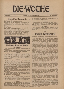 Die Woche : Moderne illustrierte Zeitschrift, 16. Jahrgang, 10. Januar 1914, Nr 2