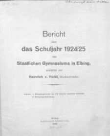 Bericht über das Schuljahr 1924/25 des Staatlichen Gymnasiums in Elbing