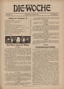 Die Woche : Moderne illustrierte Zeitschrift, 16. Jahrgang, 4. April 1914, Nr 14