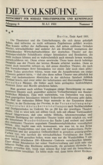 Die Volksbühne : Zeitschrift für soziale Theaterpolitik und Kunstpflege, 6 Jahrgang, Mai 1931, Nr 2