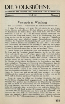Die Volksbühne : Zeitschrift für soziale Theaterpolitik und Kunstpflege, 6 Jahrgang, Juli 1931, Nr 4