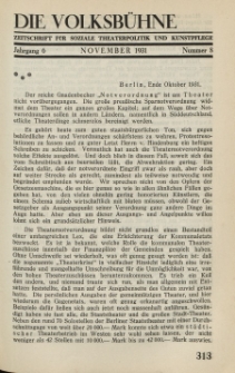 Die Volksbühne : Zeitschrift für soziale Theaterpolitik und Kunstpflege, 6 Jahrgang, November 1931, Nr 8
