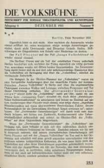 Die Volksbühne : Zeitschrift für soziale Theaterpolitik und Kunstpflege, 6 Jahrgang, Dezember 1931, Nr 9