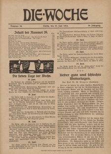 Die Woche : Moderne illustrierte Zeitschrift, 16. Jahrgang, 27. Juni 1914, Nr 26