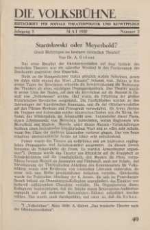 Die Volksbühne : Zeitschrift für soziale Theaterpolitik und Kunstpflege, 5 Jahrgang, Mai 1930, Nr 2