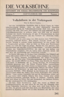 Die Volksbühne : Zeitschrift für soziale Theaterpolitik und Kunstpflege, 5 Jahrgang, September 1930, Nr 6