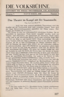 Die Volksbühne : Zeitschrift für soziale Theaterpolitik und Kunstpflege, 5 Jahrgang, November 1930, Nr 8