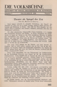 Die Volksbühne : Zeitschrift für soziale Theaterpolitik und Kunstpflege, 5 Jahrgang, Dezember 1930, Nr 9