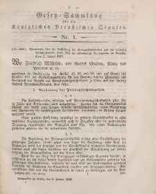 Gesetz-Sammlung für die Königlichen Preussischen Staaten, 8. Januar 1849, nr. 1.