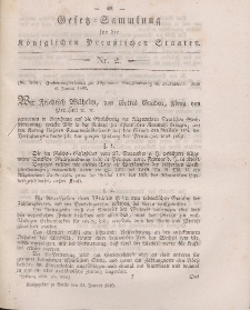 Gesetz-Sammlung für die Königlichen Preussischen Staaten, 11. Januar 1849, nr. 2.