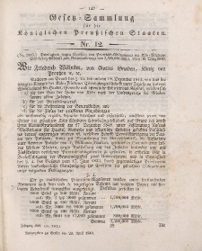 Gesetz-Sammlung für die Königlichen Preussischen Staaten, 20. April 1849, nr. 12.