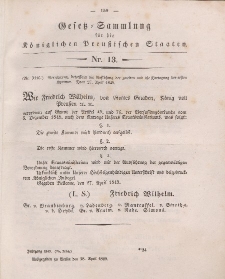 Gesetz-Sammlung für die Königlichen Preussischen Staaten, 28. April 1849, nr. 13.