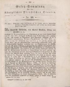 Gesetz-Sammlung für die Königlichen Preussischen Staaten, 14. Juni 1849, nr. 20.