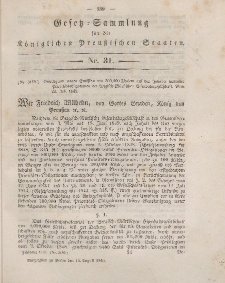 Gesetz-Sammlung für die Königlichen Preussischen Staaten, 15. August 1849, nr. 31.