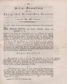 Gesetz-Sammlung für die Königlichen Preussischen Staaten, 2. November 1849, nr. 37.