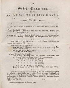Gesetz-Sammlung für die Königlichen Preussischen Staaten, 22. Dezember 1849, nr. 42.