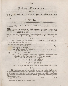 Gesetz-Sammlung für die Königlichen Preussischen Staaten, 22. Dezember 1849, nr. 42.