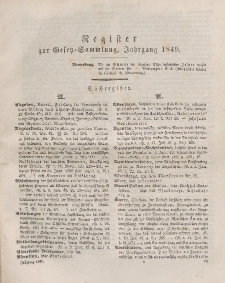 Gesetz-Sammlung für die Königlichen Preussischen Staaten (Sachregister), 1849