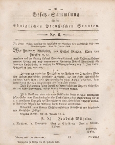 Gesetz-Sammlung für die Königlichen Preussischen Staaten, 12. Februar 1845, nr. 6.