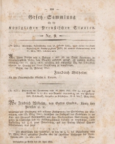 Gesetz-Sammlung für die Königlichen Preussischen Staaten, 19. April 1845, nr. 9.