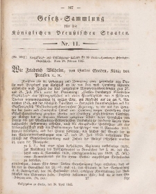 Gesetz-Sammlung für die Königlichen Preussischen Staaten, 28. April 1845, nr. 11.