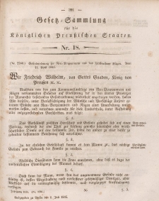 Gesetz-Sammlung für die Königlichen Preussischen Staaten, 1. Juli 1845, nr. 18.