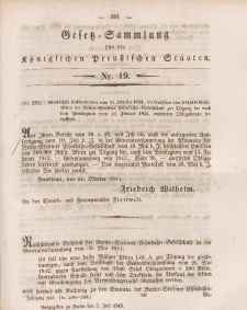 Gesetz-Sammlung für die Königlichen Preussischen Staaten, 5. Juli 1845, nr. 19.