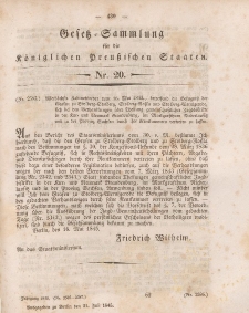 Gesetz-Sammlung für die Königlichen Preussischen Staaten, 21. Juli 1845, nr. 20.