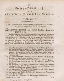 Gesetz-Sammlung für die Königlichen Preussischen Staaten, 2. August 1845, nr. 23.