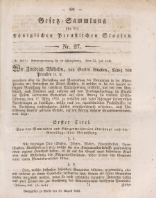 Gesetz-Sammlung für die Königlichen Preussischen Staaten, 30. August 1845, nr. 27.